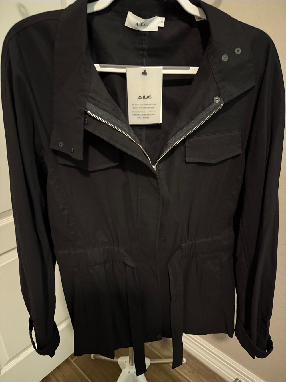 A.L.C. Black Utility Zip-Front Jacket
